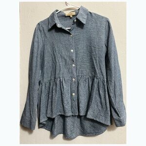 LOVE NOTES | Women’s Blue with White Stripes Top | Size Large